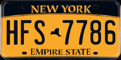 NY license plate HFS7786
