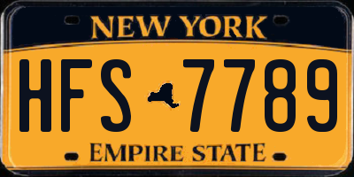 NY license plate HFS7789