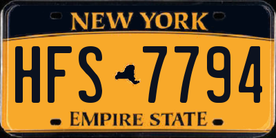 NY license plate HFS7794