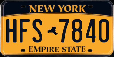 NY license plate HFS7840
