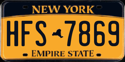 NY license plate HFS7869