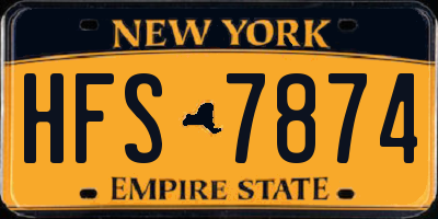 NY license plate HFS7874