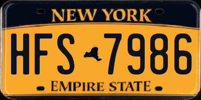 NY license plate HFS7986