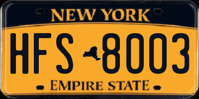 NY license plate HFS8003