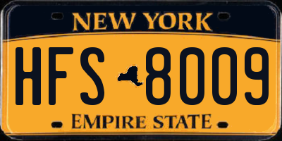 NY license plate HFS8009