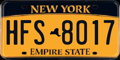 NY license plate HFS8017