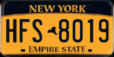 NY license plate HFS8019
