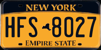 NY license plate HFS8027