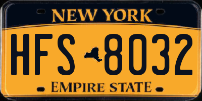NY license plate HFS8032