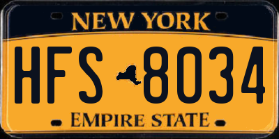 NY license plate HFS8034