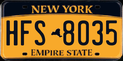 NY license plate HFS8035