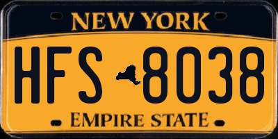 NY license plate HFS8038