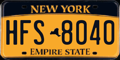 NY license plate HFS8040