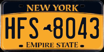 NY license plate HFS8043