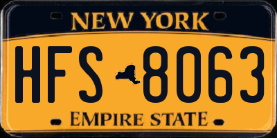 NY license plate HFS8063