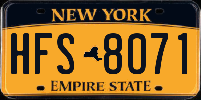 NY license plate HFS8071