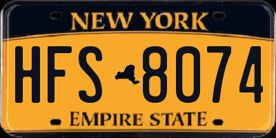 NY license plate HFS8074