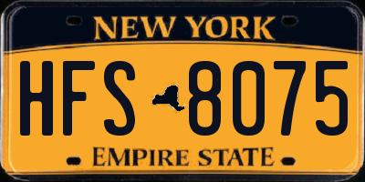 NY license plate HFS8075