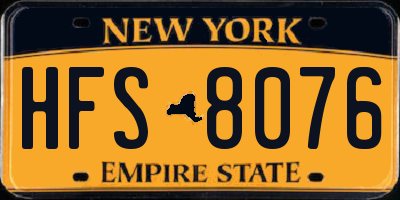 NY license plate HFS8076