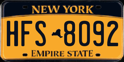 NY license plate HFS8092