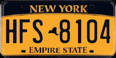 NY license plate HFS8104
