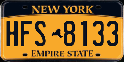 NY license plate HFS8133