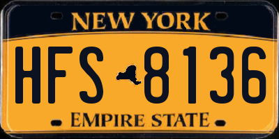 NY license plate HFS8136