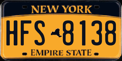 NY license plate HFS8138