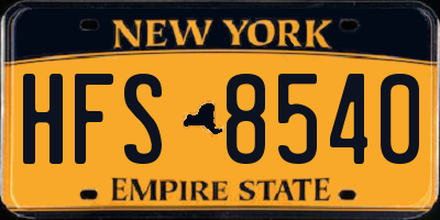 NY license plate HFS8540