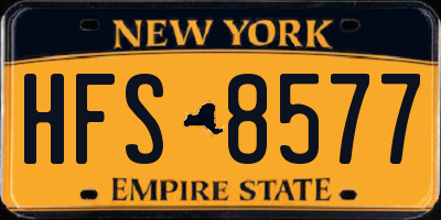 NY license plate HFS8577