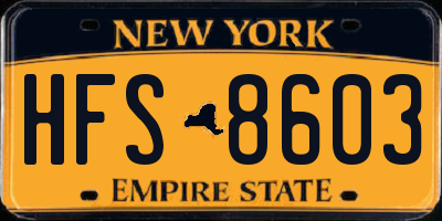 NY license plate HFS8603