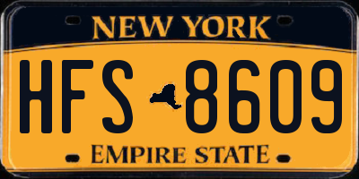 NY license plate HFS8609