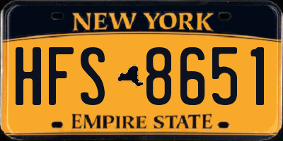 NY license plate HFS8651
