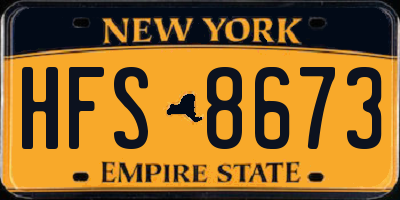 NY license plate HFS8673