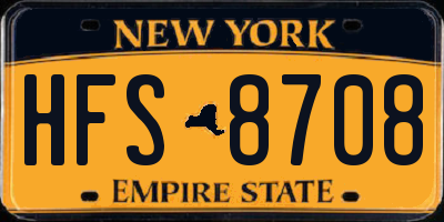 NY license plate HFS8708