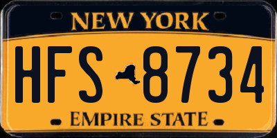NY license plate HFS8734