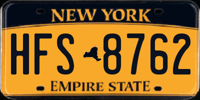 NY license plate HFS8762