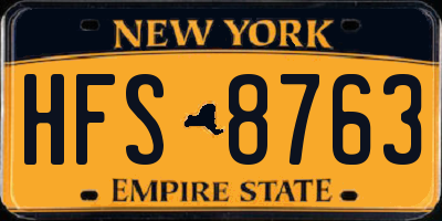NY license plate HFS8763