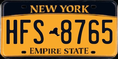 NY license plate HFS8765