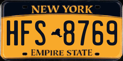 NY license plate HFS8769