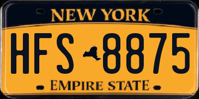 NY license plate HFS8875