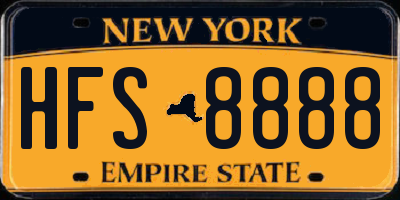 NY license plate HFS8888
