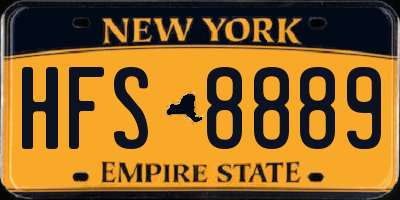 NY license plate HFS8889