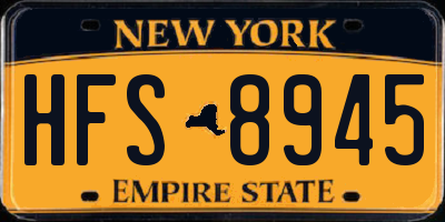 NY license plate HFS8945