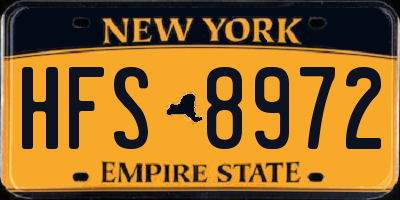 NY license plate HFS8972