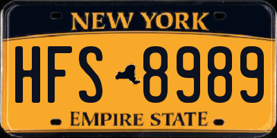 NY license plate HFS8989