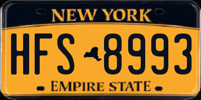 NY license plate HFS8993
