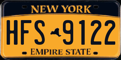NY license plate HFS9122