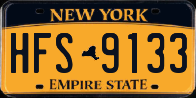 NY license plate HFS9133