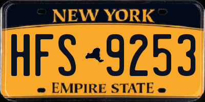 NY license plate HFS9253